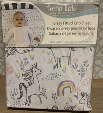    TREND LAB Jersey Fitted Crib Sheet 100 Combed Cotton- Unicorns  