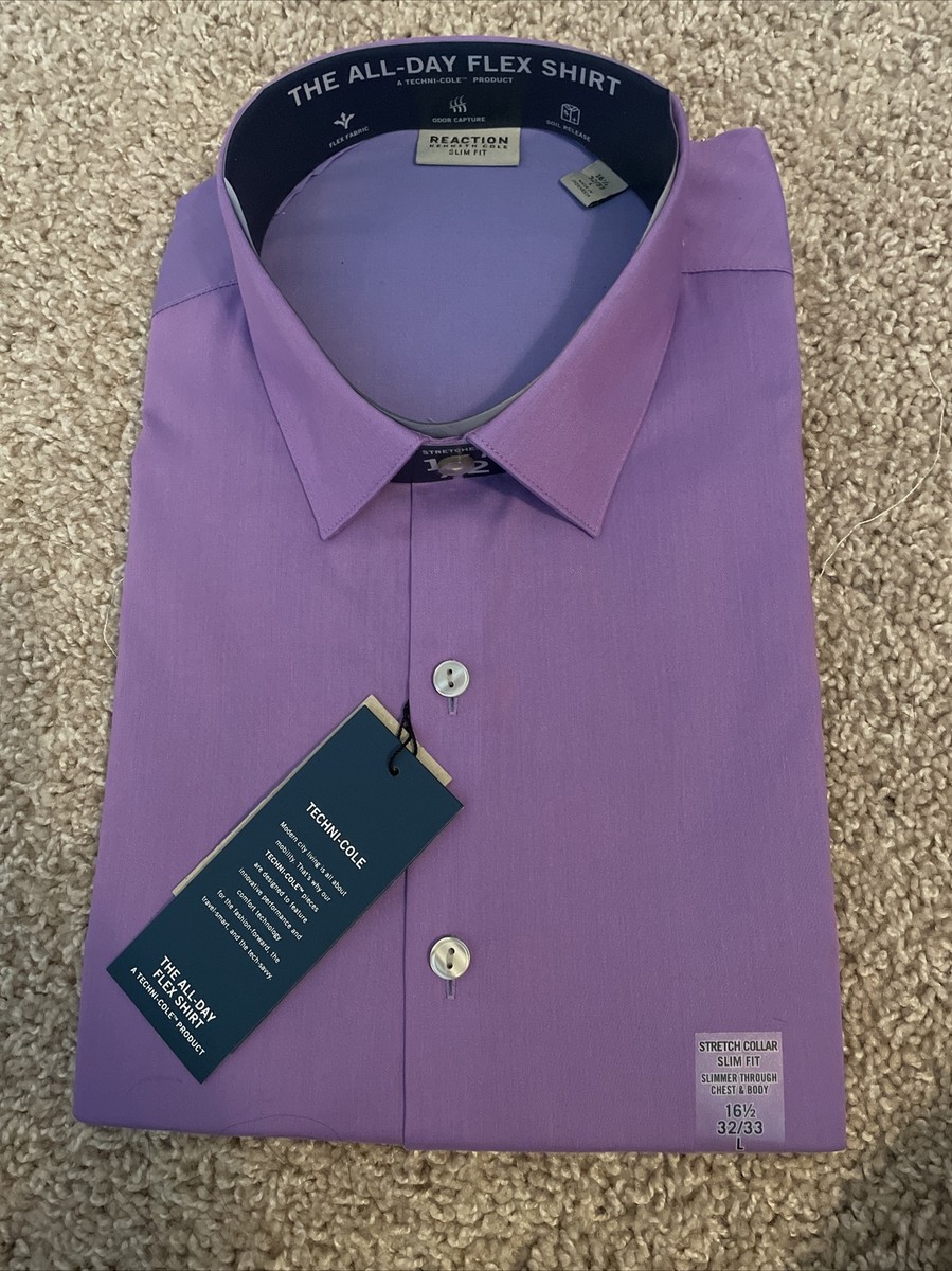 Reaction Large Slim Fit mens button down shirts Thistle Purple 16 1/2 32/33  | eBay