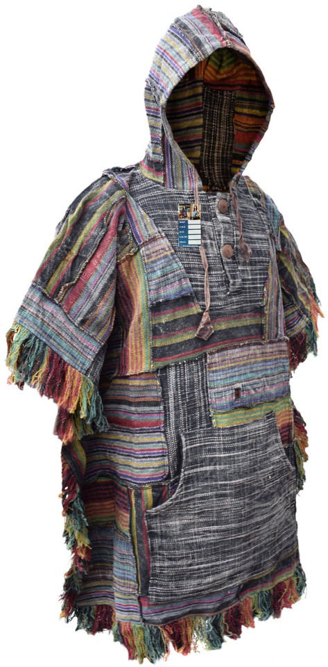 Gheri Men's Hippie Striped Peace Symbols Boho Turquoise Stonewashed Vest