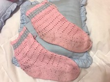 Scarpette di lana donna babbucce fatte a mano usate rosa