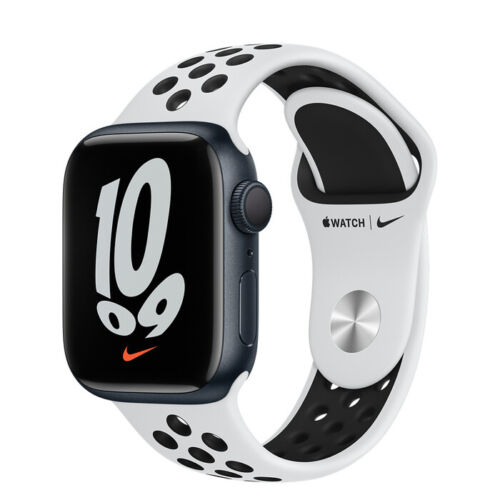 Apple Watch Nike Series 7 GPS 41 mm/45 mm Starlight custodia in alluminio mezzanotte ByFedEx - Foto 1 di 1