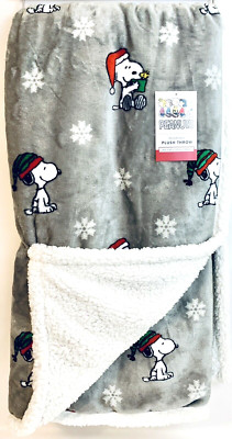 Peanuts Christmas Snoopy Reversible Plush Throw 50'' X 60''
