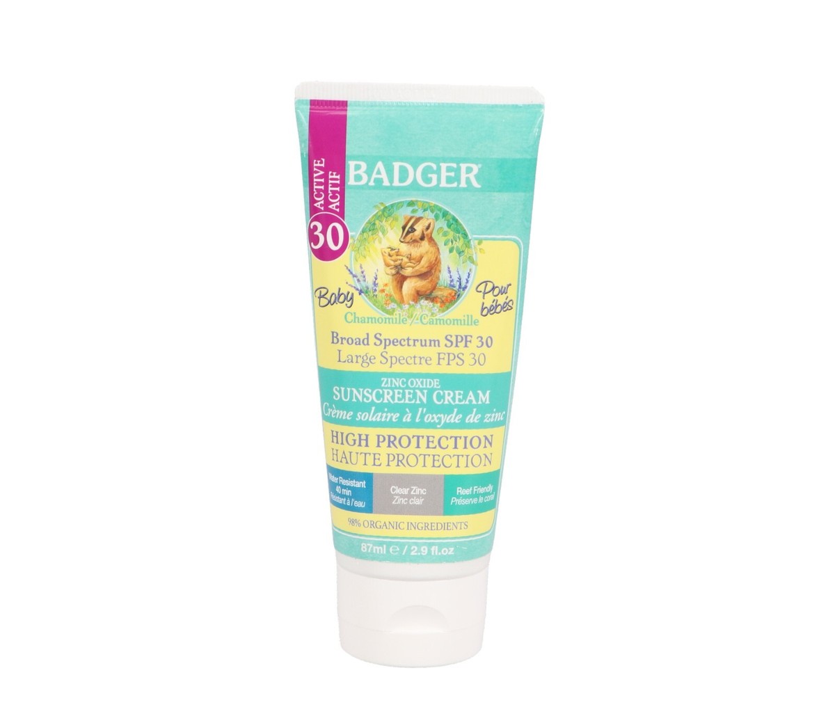 Badger Sunscreen Broad Spectrum SPF30 87ml Zinc Oxide