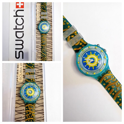 Swatch Scuba Loomi Nuovo NOS Reef SDL900 1997 Vintage Orologio da polso Anni 90