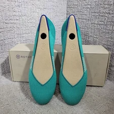 Rothy’s The Flat Green Calypso Rouded Toe Slip On Shoes Multiple Sizes Retired