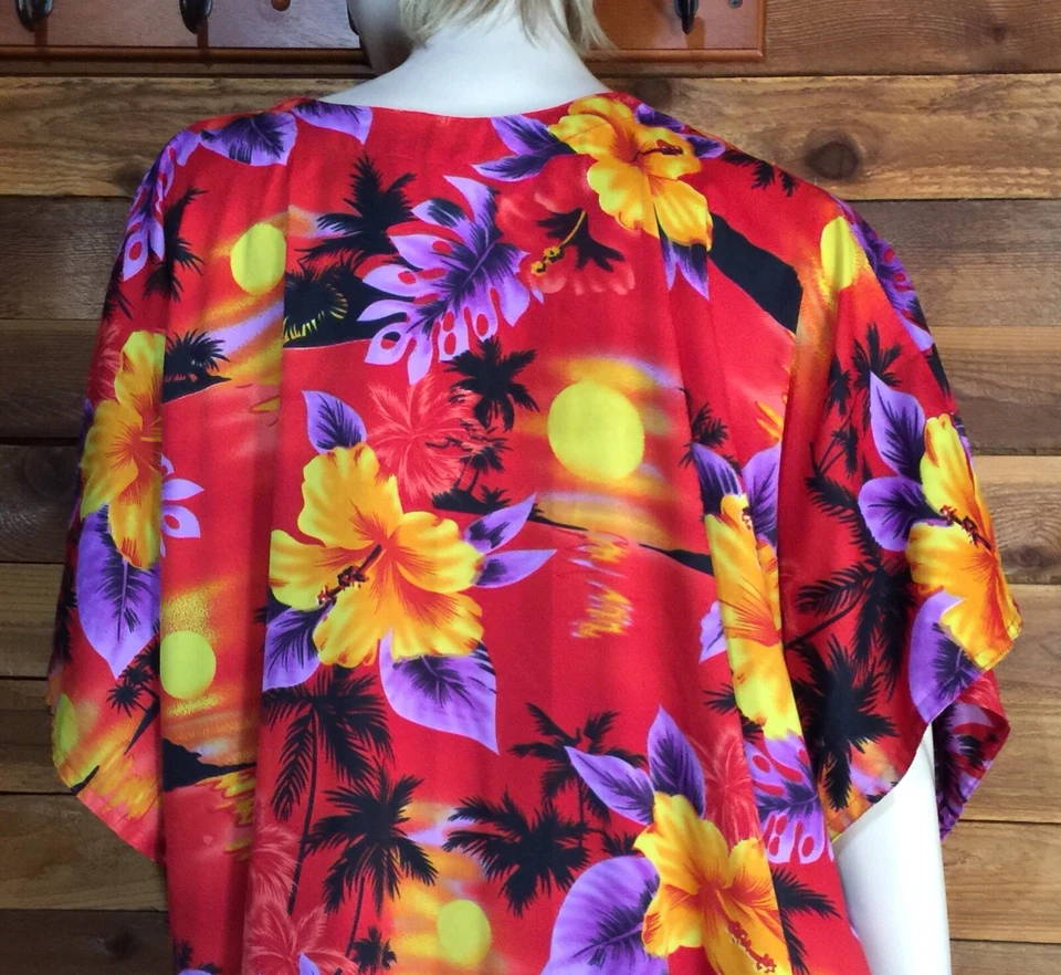 RINA MULTICOLOR FLORAL TALLA ÚNICA LINO CAFTÁN #10041 Foto 3 de 4