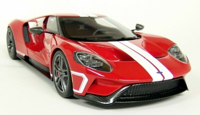 GT Spirit 1/18 Scale - Ford GT Heritage Edition Red White Stripe Resin Model Car