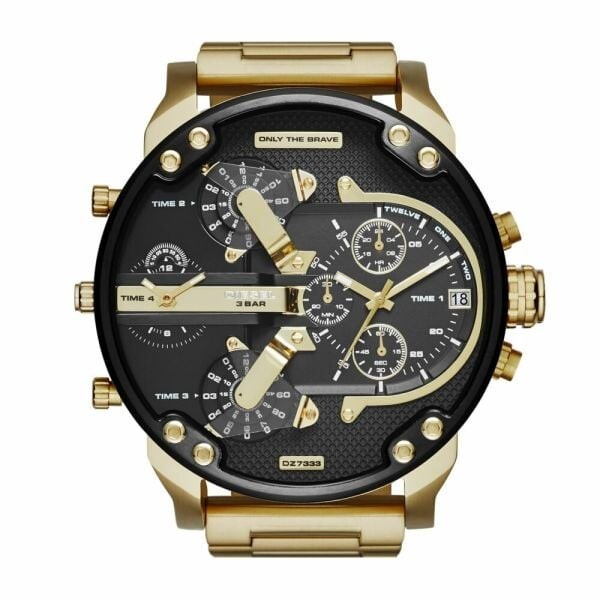 Reloj cronógrafo Diesel Mr Big Daddy 2.0 DZ7333 para hombre 57 mm oro amarillo cara grande
