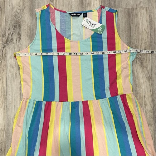 NWT Lands End Rainbow Striped Tiered Sleeveless Maxi Stretch Dress Size 1x 16/18 - Picture 8 of 8
