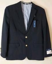 Izod Blazer Boys 14 Husky Blue Sport Coat Gold 2 Button Suit Jacket MSRP 85