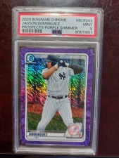 2020 BOWMAN CHROME JASSON DOMINGUEZ PROSPECTS-PURPLE SHIMMER  PSA 9 MINT ROOKIE 
