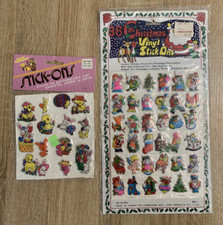 Vintage Christmas Easter Puffy Soft Vinyl Stick On Stickers 1980's New Old Stock