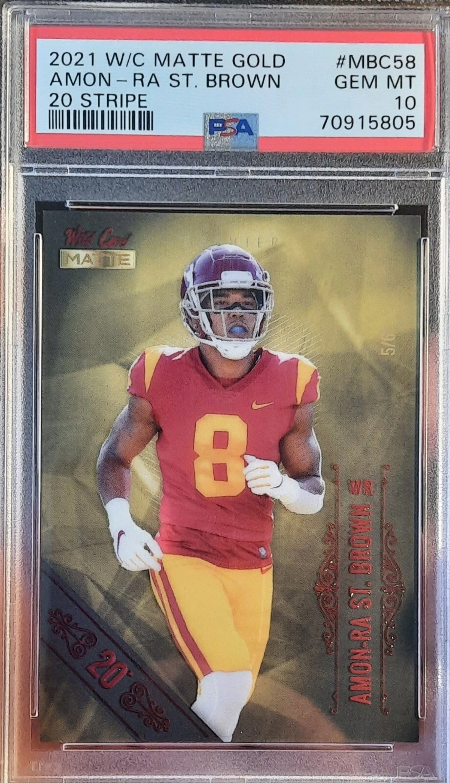 Amon-Ra St. Brown Wild Card Matte Gold #MBC58 20 Stripe