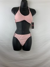 SHEKINI Women's Bikini Padded Cutout Strappy Halter Swimsuits Two Piece Sz M