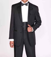 Men's New 2 Button Black Formal Tuxedo Suit Jacket Pants 38R 56L
