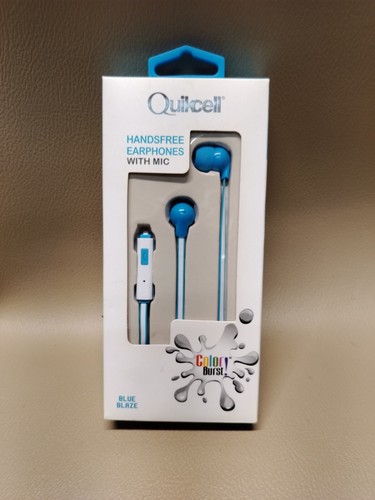 **SALE** QuickCell Handsfree Earphones Blue Blaze Headphones - Photo 4 sur 4