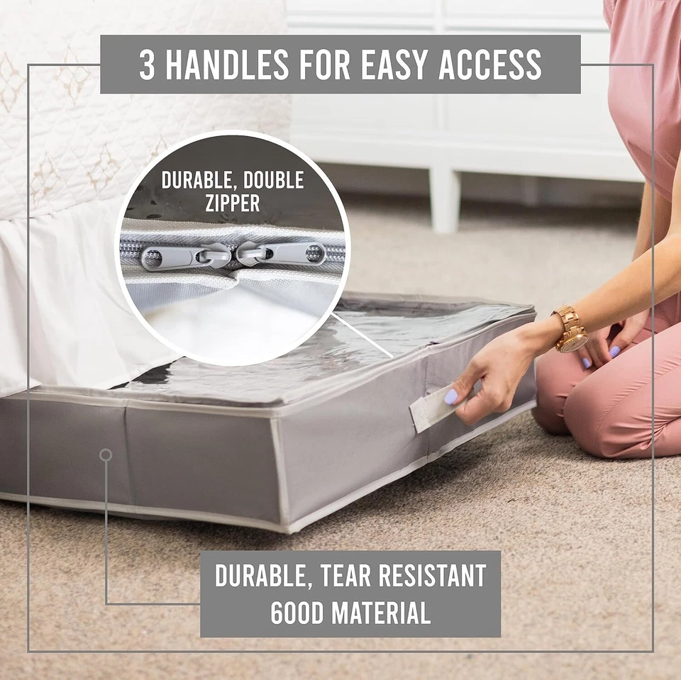 Organizador de almacenamiento de zapatos debajo de la cama - material 600D resistente resistente al desgarro Foto 4 de 4