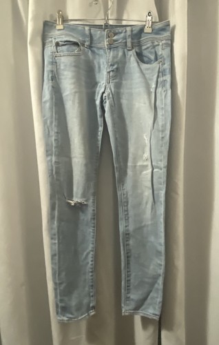 American Eagle Gr. 2 Regular Stretch Skinny Jeans Distressed helle Waschung - Bild 2 von 14