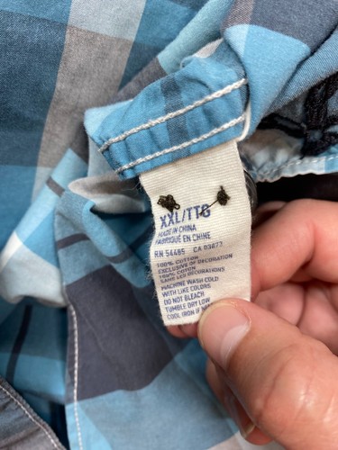 American Eagle Shirt Mens XXL 2XL Athletic Fit Blue Plaid Western Rodeo Cowboy - Picture 9 of 11