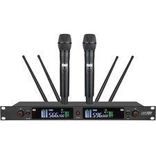 True Diversity UHF Dual Handheld Wireless Cordless Vocal Microphone mic System