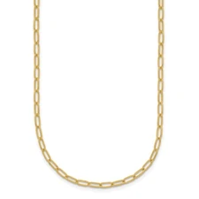 18k Yellow Gold Polished 2.4mm Solid Flat Oval Link Chain Necklace 16", 4.49g