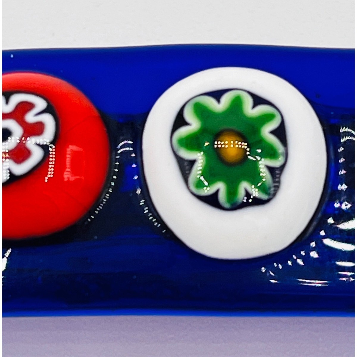 Killer Designs Blue Red White Millefiori Glass Barrette NEW 