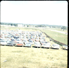 A20  Original slide 1960's aerial view parking lot cars 092a