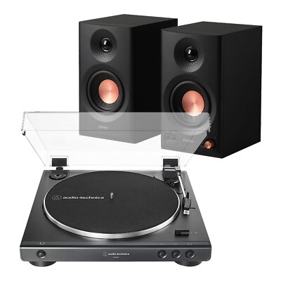 Audio-Technica AT-LP60X Plattenspieler + Edifier MR3 Bluetooth Lautsprecher HiFi - Schwarz