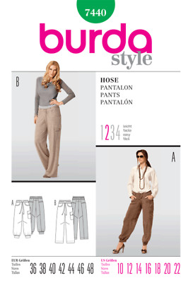 Burda Style Sewing Pattern 7440 Misses' Loose-Fitting Pants Size 10-22 UNCUT