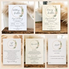 Boho Wedding Invitations, RSVP, Gift Wish Poem Cards, Information, Menus Pampas