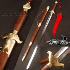 Stainless Steel Blade Chinese Practise Tai chi Sword Rosewood Saya Brass Fitting
