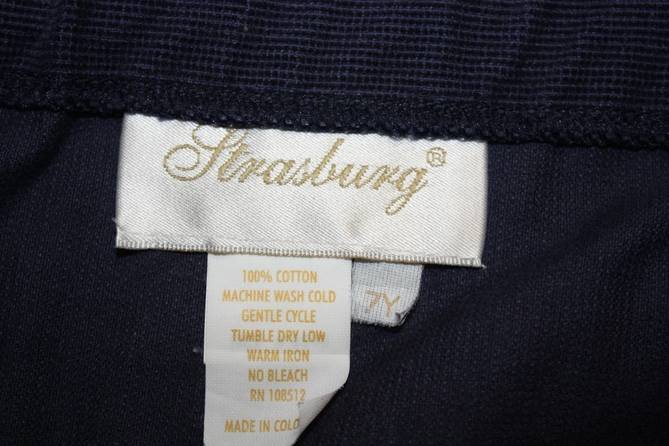 *STRASBURG Niñas Azul Marino con Rosa Ric Rac Suave Pana Pinwale Falda Talla: 7 Usada en Excelente Condición Foto 4 de 4