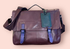 Ted Baker Color Block Unisex Luxury Leather Messenger Shoulder Briefcase Bag