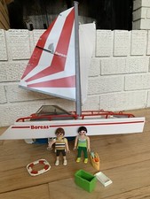 Playmobil 5130 5575 estate divertente catamarano barca a vela figure galleggiante motore piscina