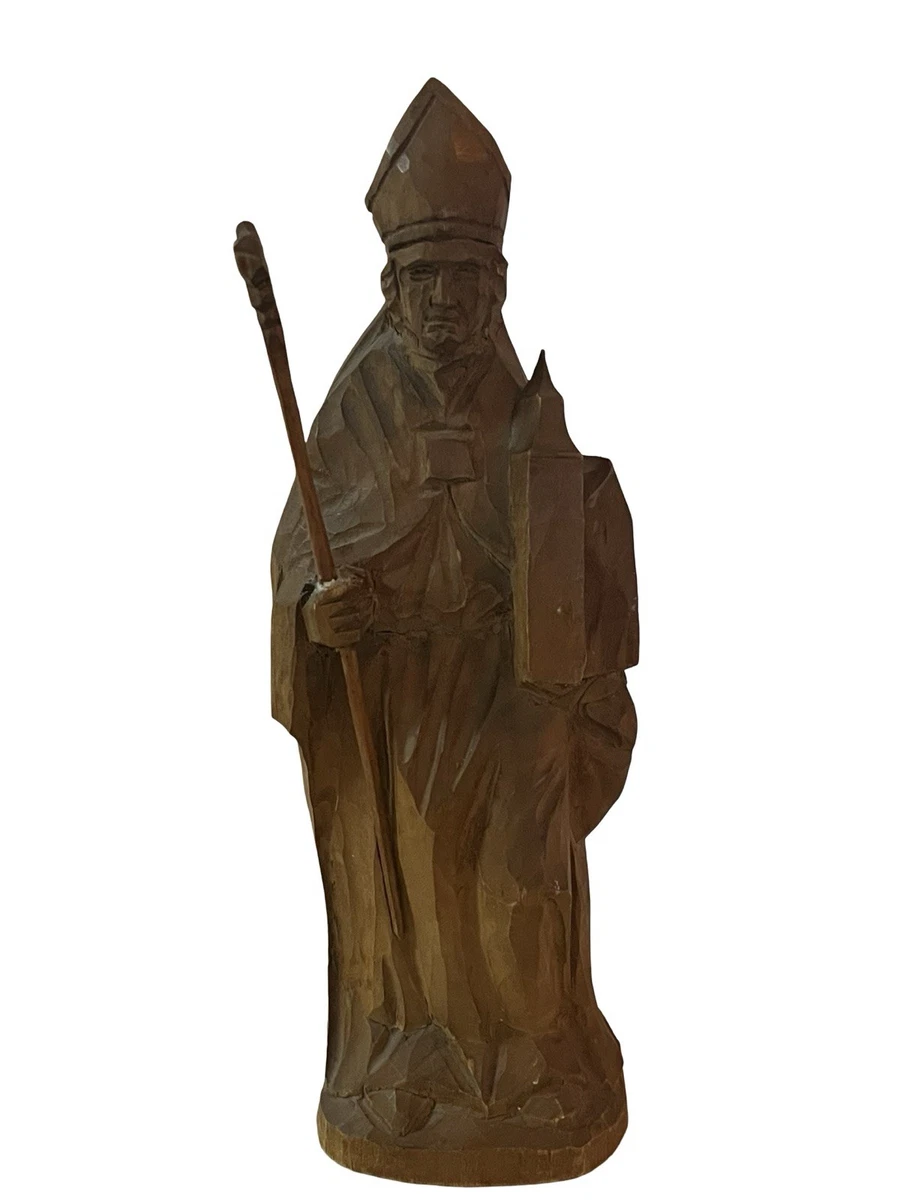 Heiligenfigur Holzfigur Heiliger Wolfgang von Regensburg H: 23,8cm