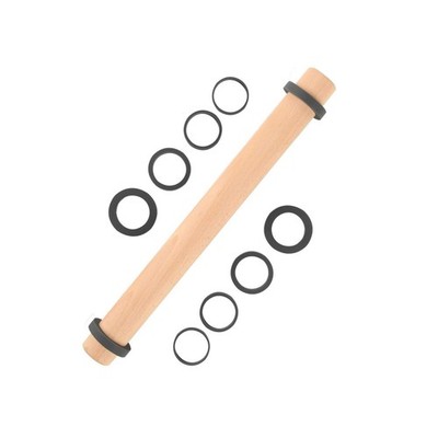 SUPER KITCHEN Beech Wood Rolling Pin Adjustable Rolling Pin with Thick Rings in