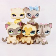 5Pcs Shorthair Cat LPS Toy for Girl Pet Figure Collectible Animal Cat Kid Gift