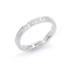 Silverly Eternity Ring Sterling Silver Cubic Zirconia Channel Set Stackable