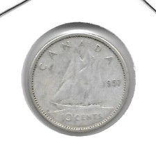 1957 CANADIAN 10 CENTS SILVER (VERY NICE)