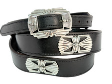 Navajo Artist Signed David Dear Sterling Silver 'SilverFly' Concho Belt Size 46