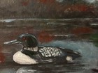 Loon On Lake Painting Original Moody Camp Nature Vintage Wildlife Bird Art — photo 2