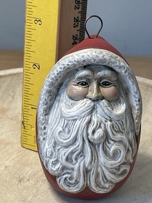 Vintage Ceramic Mold Old World Santa Hand Painted 1992 3 3/8