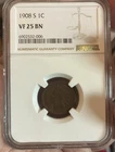 NGC 1908 S VF 25 BN Graded Indian Head Penny