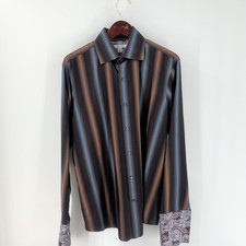 Vtg Banana Republic Striped Long Sleeve Button Up Dress Shirt Multicolor Size L