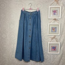 vintage button up denim maxi skirt