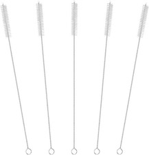Durable Nylon and Stainless Steel Straw Cleaning Brushes - 10" Length, Set of 5
