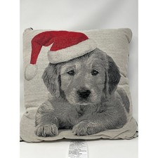 Christmas Golden Retriever Decorative Holiday Accent Throw Pillow Santa Hat Dog