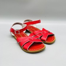 Salt Water Sandals Girls 1 Red Leather Strappy Ankle Buckle Summer Shoes Casual