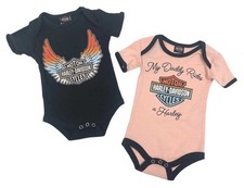 Harley-Davidson Baby Girls B S Logo My Daddy Rides a Harley Creeper Set