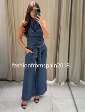 ZARA NEW WOMAN Z1975 HALTER DENIM JUMPSUIT BLUE XS-XL 7147/030/400